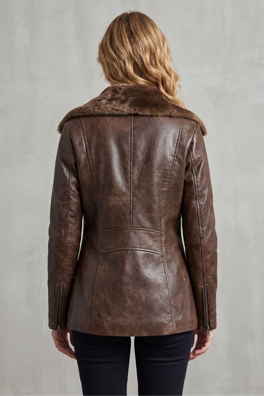 Myla | Refined Shearling Collar Fur Jacket with Smooth Finish