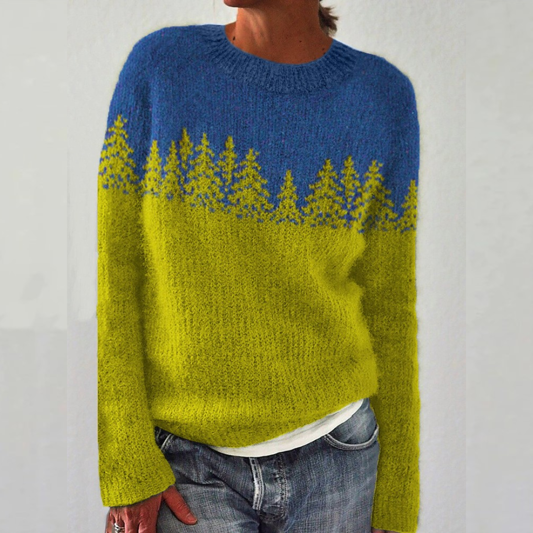 Myla | Tree Pattern Crew Neck Knitted Jumper