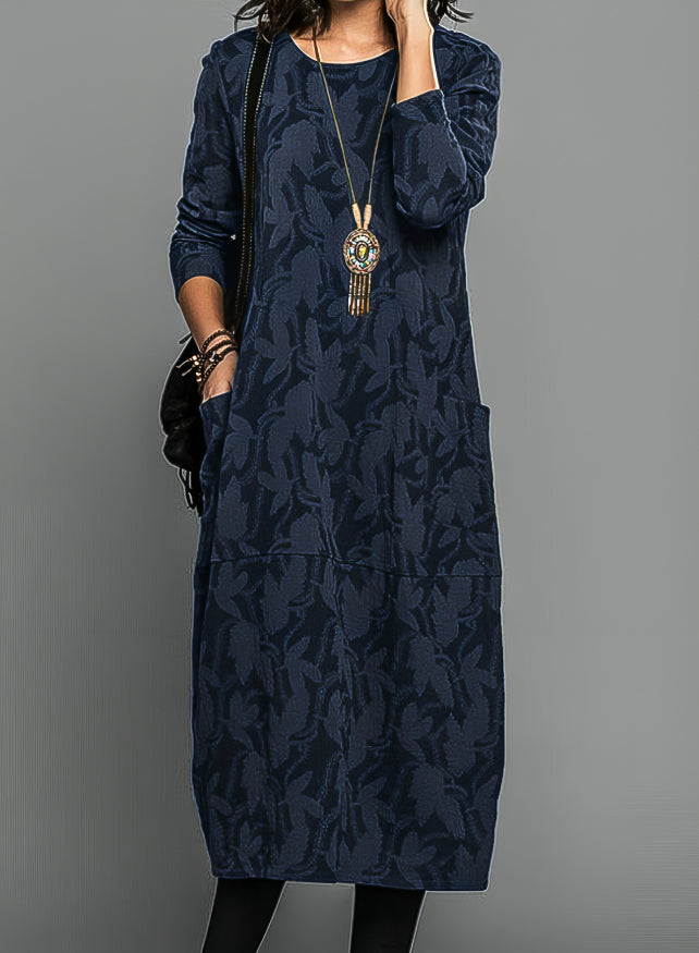 Nancy | Timeless Floral Long Sleeve Dress with Pockets