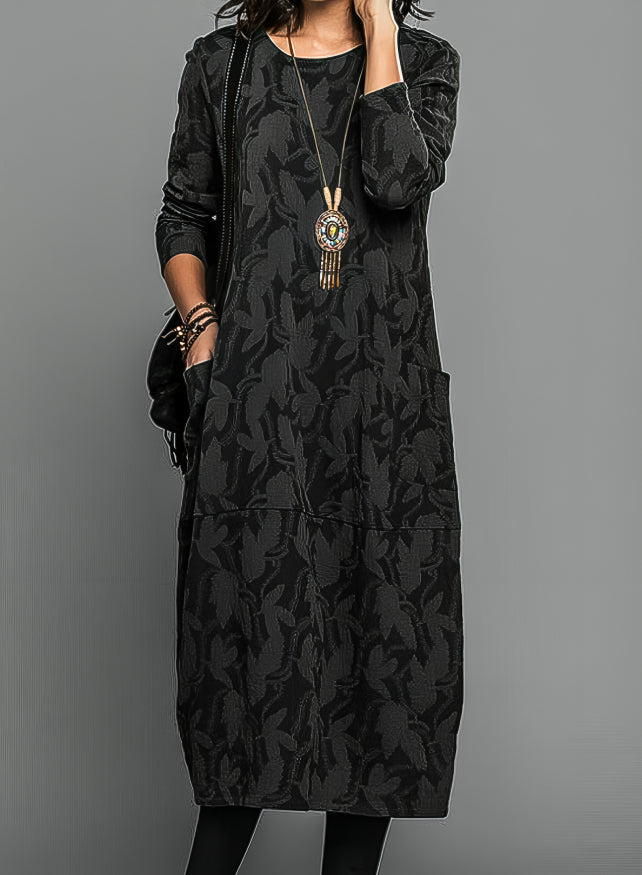 Nancy | Timeless Floral Long Sleeve Dress with Pockets