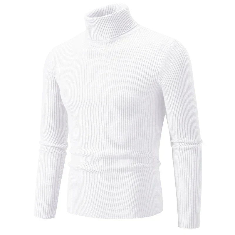 Nathan | Polished Ribbed Mens Roll Neck Jumper