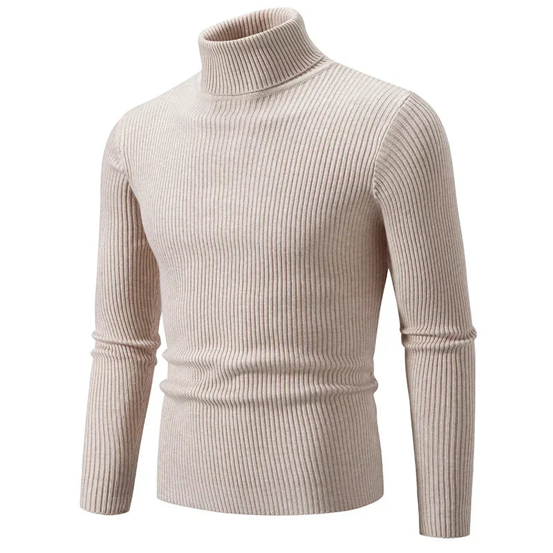 Nathan | Polished Ribbed Mens Roll Neck Jumper
