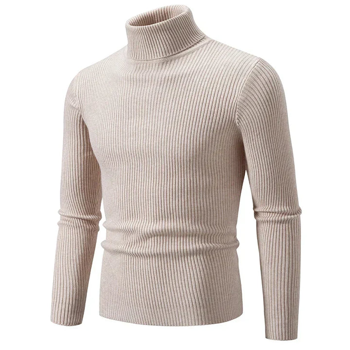 Nathan | Polished Ribbed Mens Roll Neck Jumper