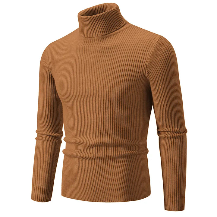 Nathan | Polished Ribbed Mens Roll Neck Jumper