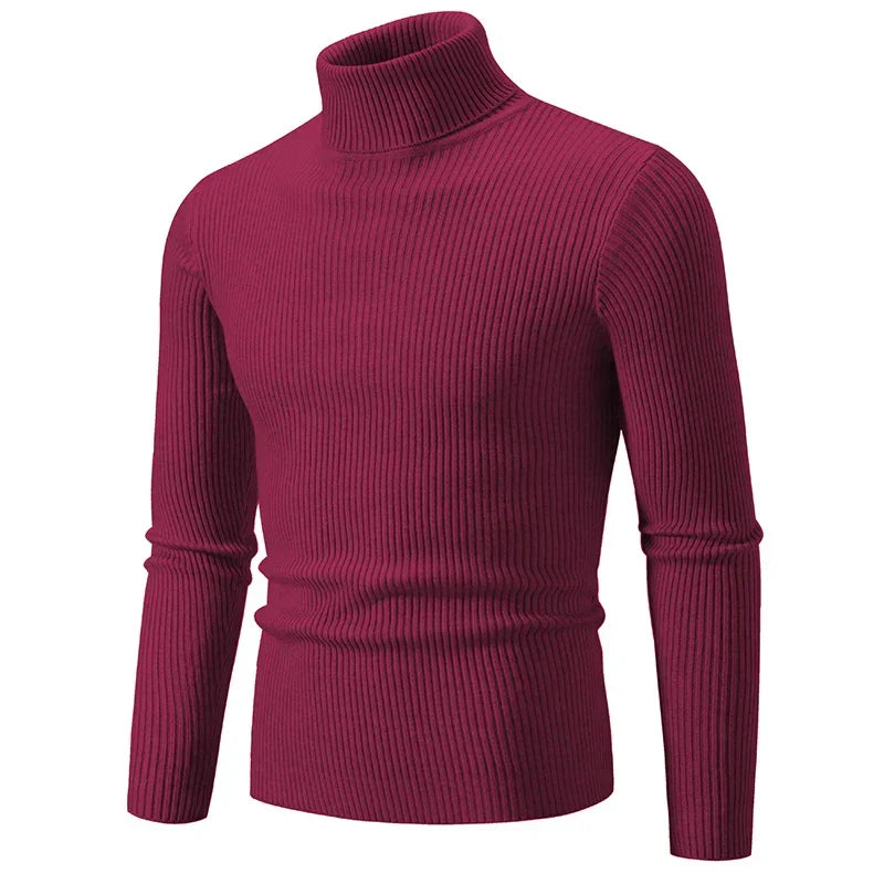 Nathan | Polished Ribbed Mens Roll Neck Jumper