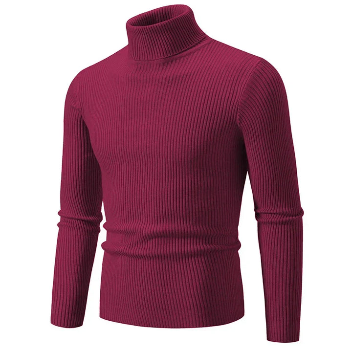 Nathan | Polished Ribbed Mens Roll Neck Jumper
