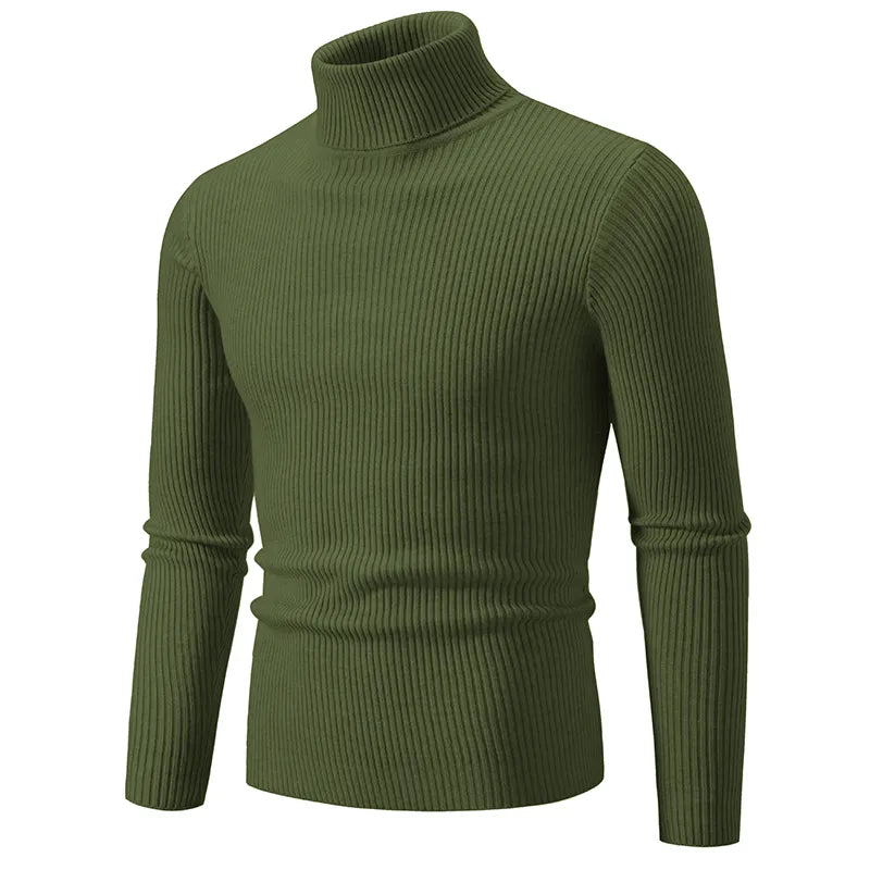 Nathan | Polished Ribbed Mens Roll Neck Jumper