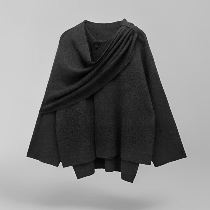 Nellie | Chic Asymmetric Cowl Neck Poncho Cape