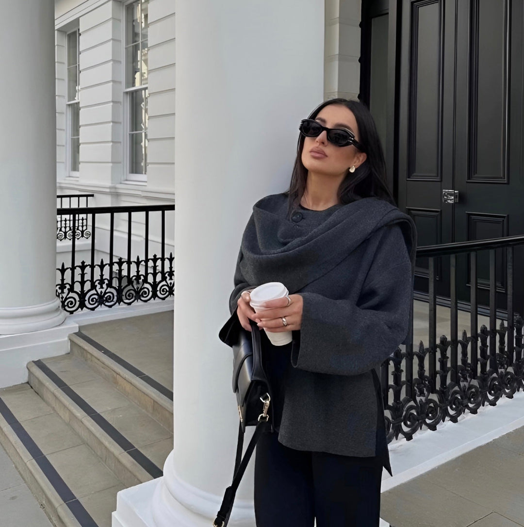 Nellie | Chic Asymmetric Cowl Neck Poncho Cape