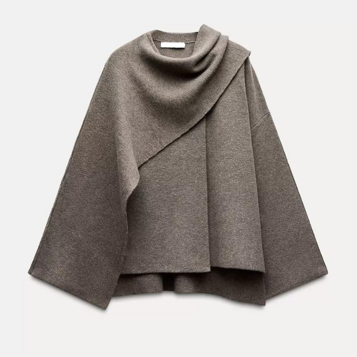 Nellie | Chic Asymmetric Cowl Neck Poncho Cape