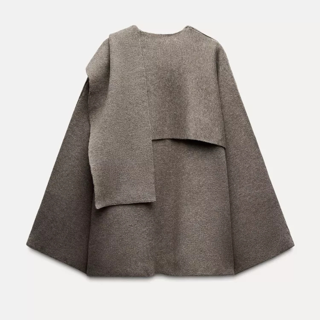 Nellie | Chic Asymmetric Cowl Neck Poncho Cape