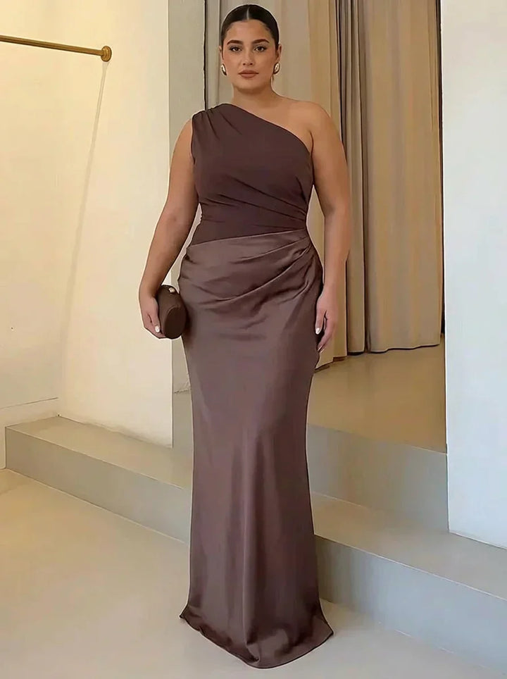 Nellie | Classic One-Shoulder Satin-Finish Party Dresses for Women
