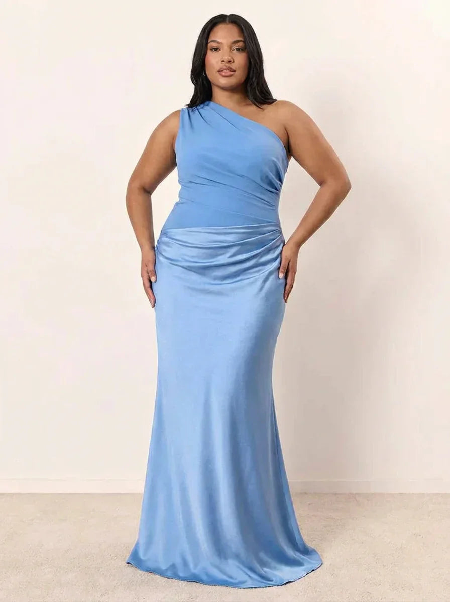 Nellie | Classic One-Shoulder Satin-Finish Party Dresses for Women