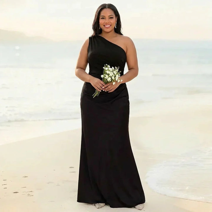 Nellie | Classic One-Shoulder Satin-Finish Party Dresses for Women