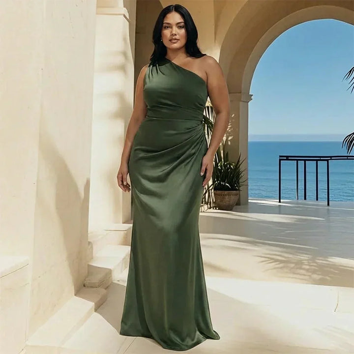 Nellie | Classic One-Shoulder Satin-Finish Party Dresses for Women