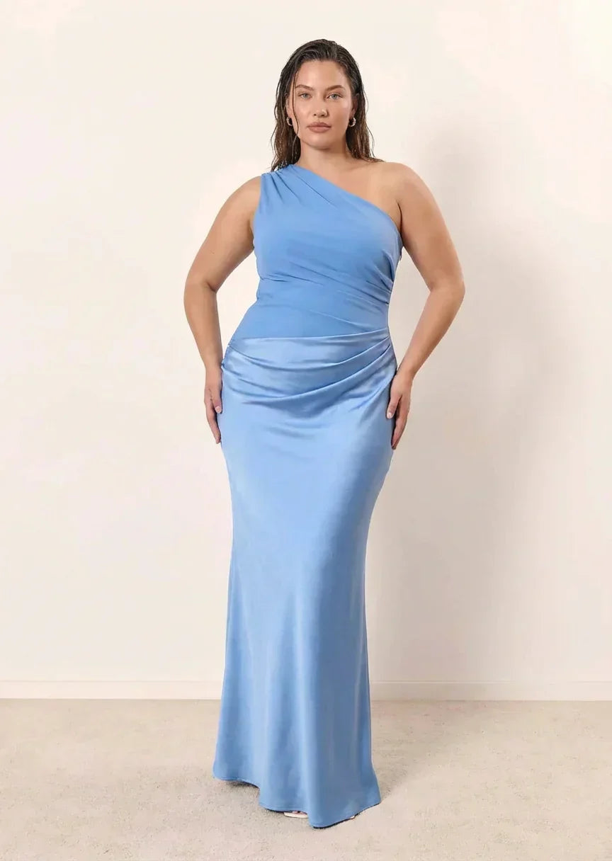 Nellie | Classic One-Shoulder Satin-Finish Party Dresses for Women