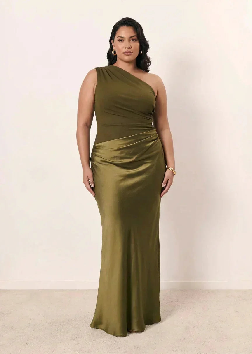 Nellie | Classic One-Shoulder Satin-Finish Party Dresses for Women