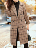 Nellie | Elegant Plaid Double-Breasted Long Jacket