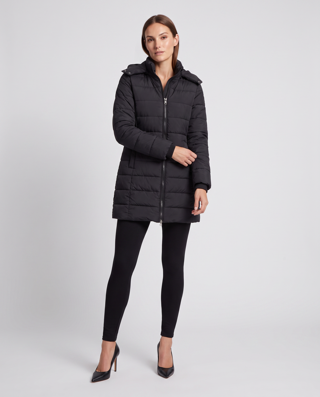 Nellie | Refined Longline Hooded Puffer Womens Coats