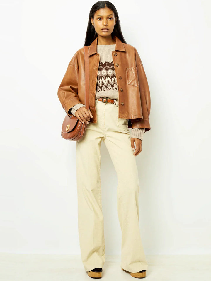 Nellie | Relaxed Boxy Cropped Leather Jacket