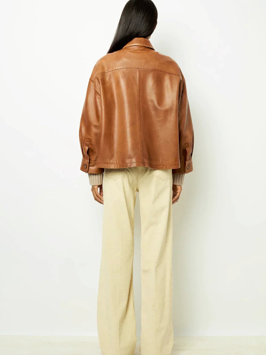 Nellie | Relaxed Boxy Cropped Leather Jacket