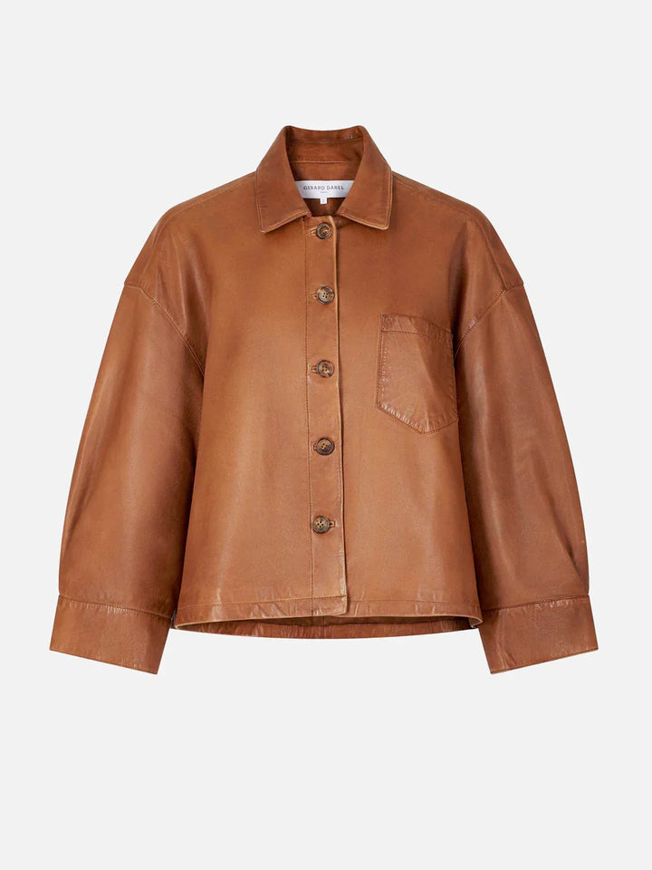 Nellie | Relaxed Boxy Cropped Leather Jacket
