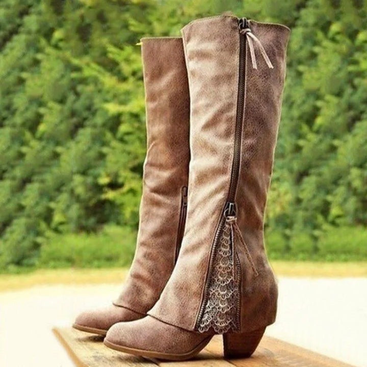 Nora | Western Block Heel Knee High Boots