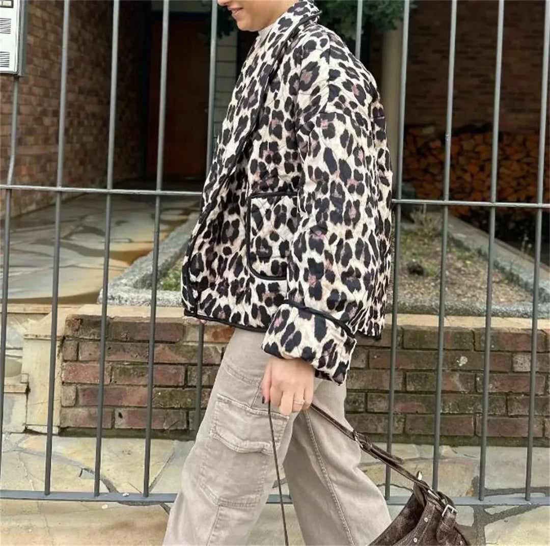 Nova | Classic Leopard Print Oversized Quilted Jacket