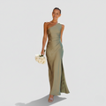 Nyla | Elegant One Shoulder Black Tie Maxi Dress