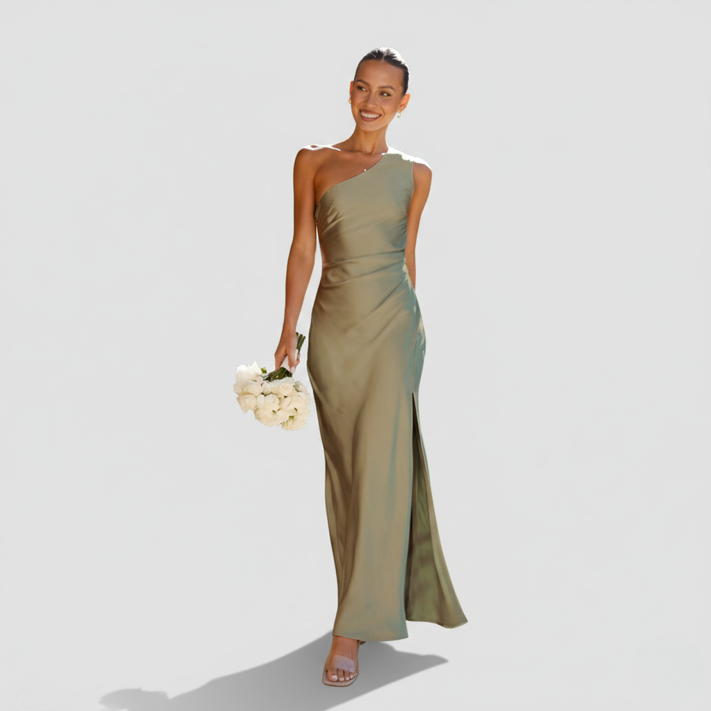 Nyla | Elegant One Shoulder Black Tie Maxi Dress