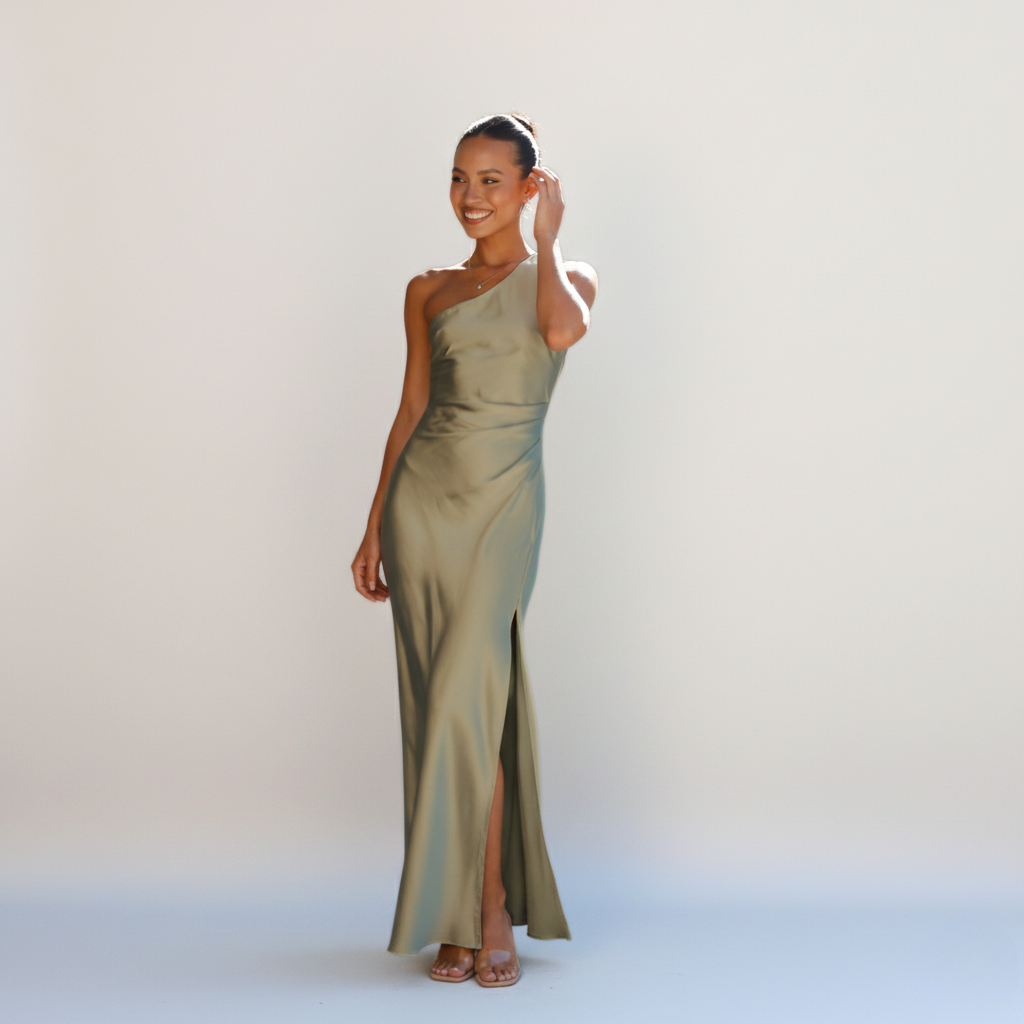 Nyla | Elegant One Shoulder Black Tie Maxi Dress