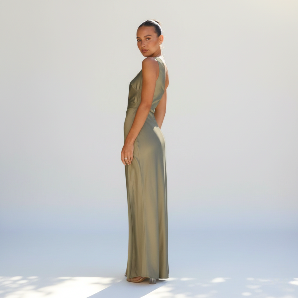 Nyla | Elegant One Shoulder Black Tie Maxi Dress