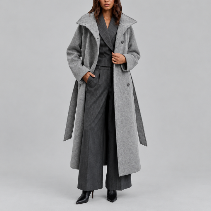 Olive | Sophisticated Belted Longline Wrap Plus Size Coat