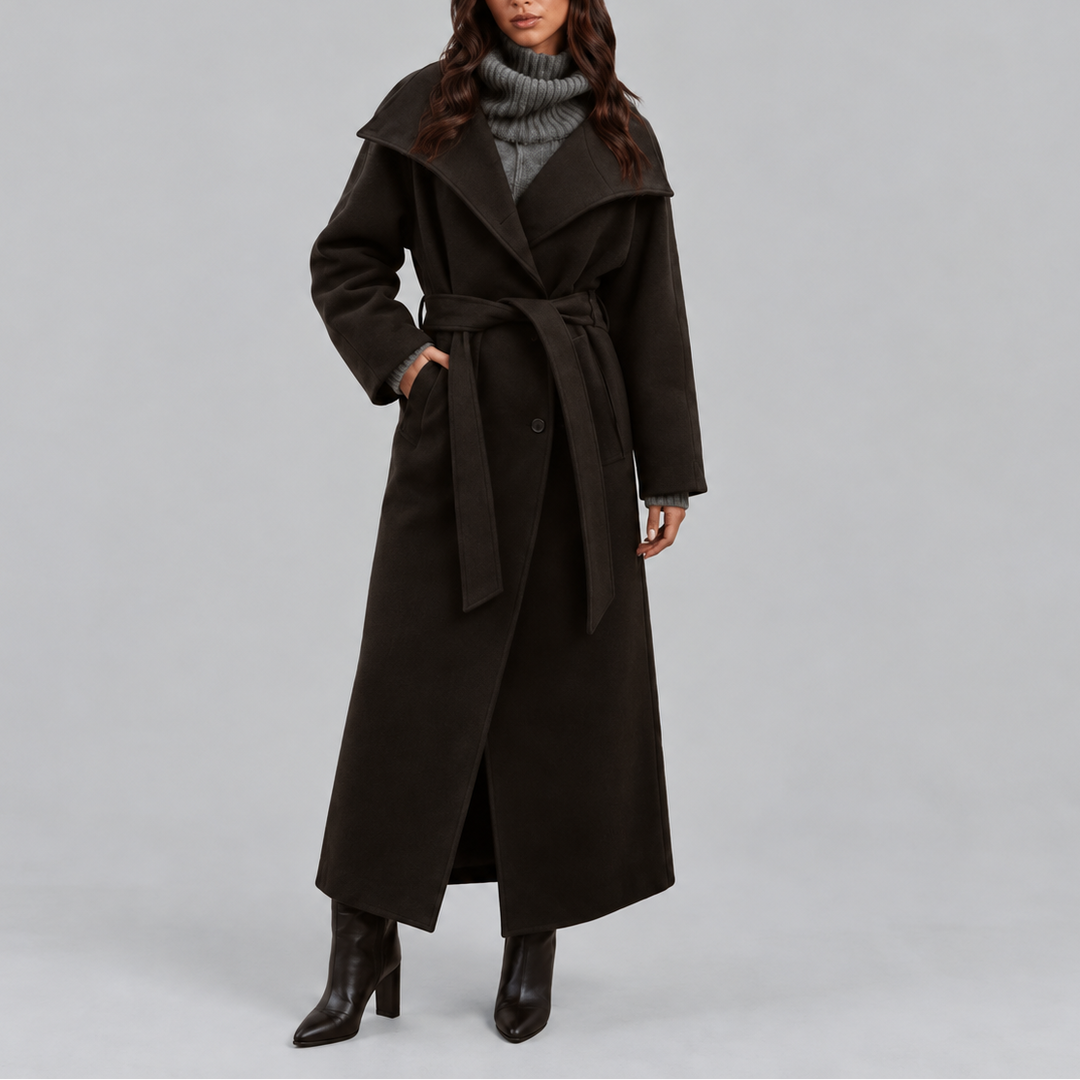Olive | Sophisticated Belted Longline Wrap Plus Size Coat