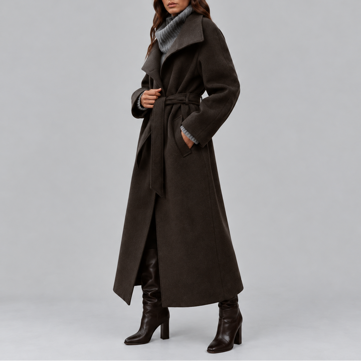 Olive | Sophisticated Belted Longline Wrap Plus Size Coat