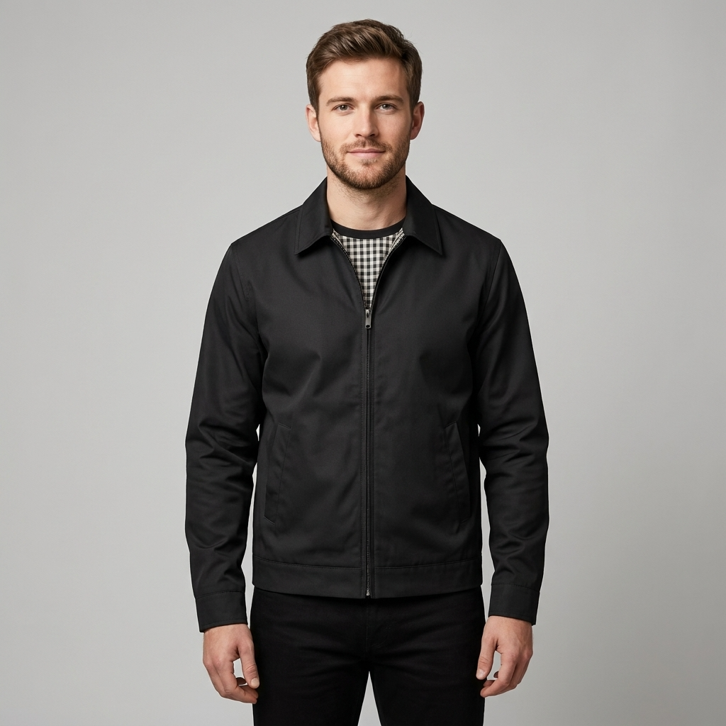 Oliver | Cosy Zip-Up Harrington Bomber Jacket with Checked Lining