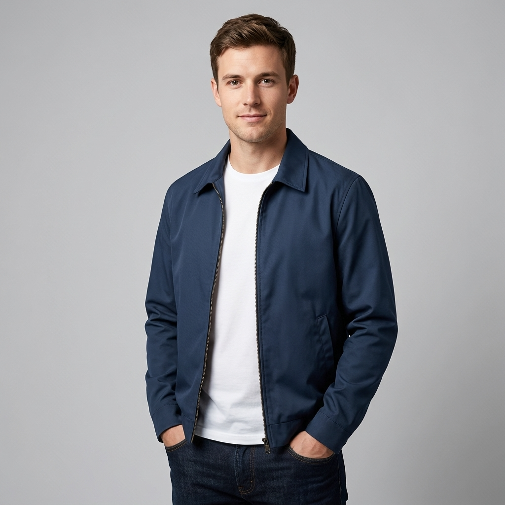 Oliver | Cosy Zip-Up Harrington Bomber Jacket with Checked Lining