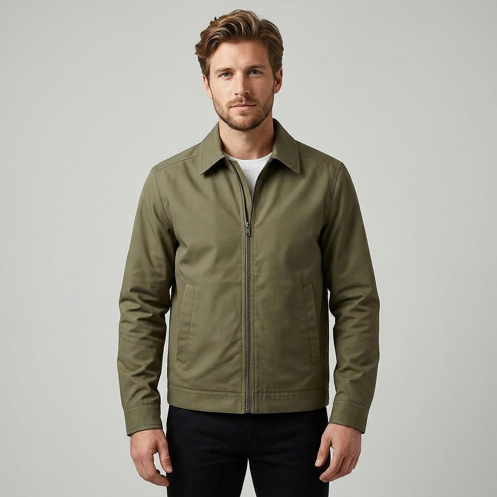 Oliver | Cosy Zip-Up Harrington Bomber Jacket with Checked Lining