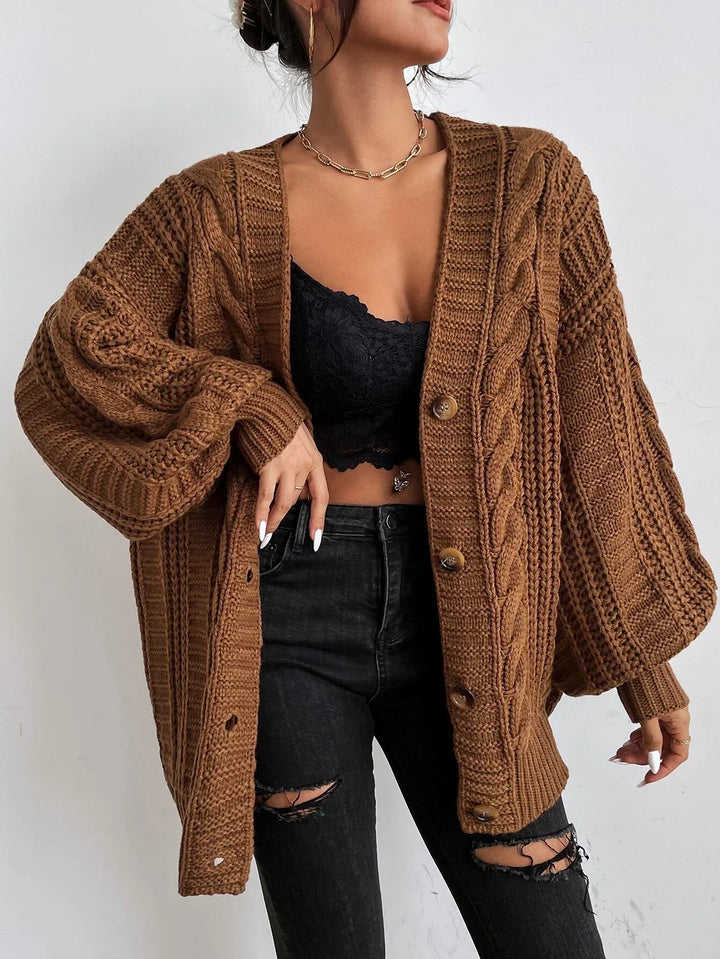 Olivia | Oversized Chunky Cable Knit Longline Cardigan