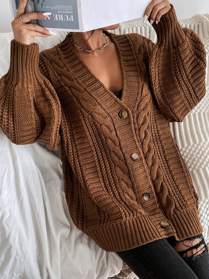 Olivia | Oversized Chunky Cable Knit Longline Cardigan