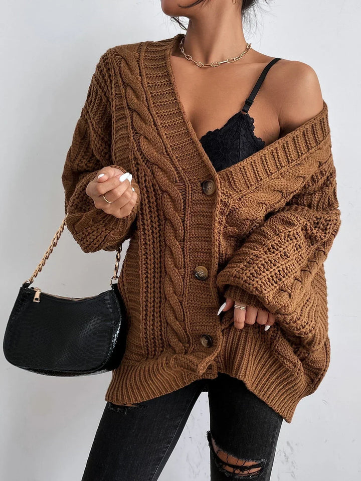 Olivia | Oversized Chunky Cable Knit Longline Cardigan
