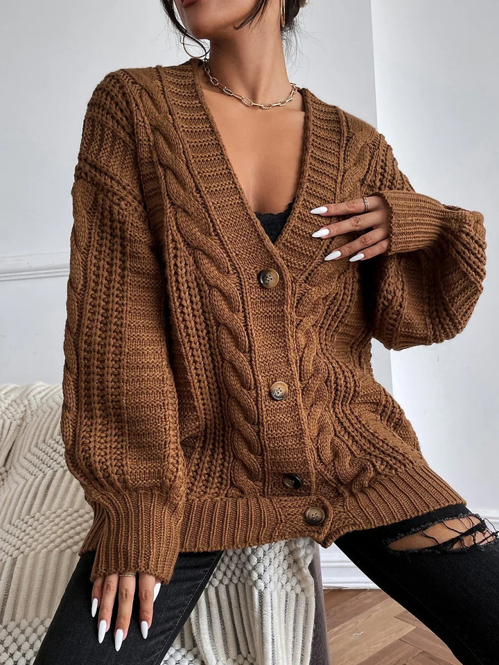 Olivia | Oversized Chunky Cable Knit Longline Cardigan