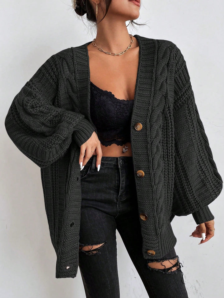 Olivia | Oversized Chunky Cable Knit Longline Cardigan