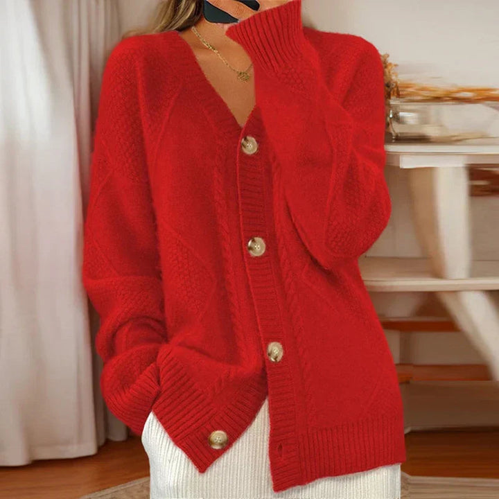 Olivia | Stylish Cable Knit Button Front Cardigan Jumper