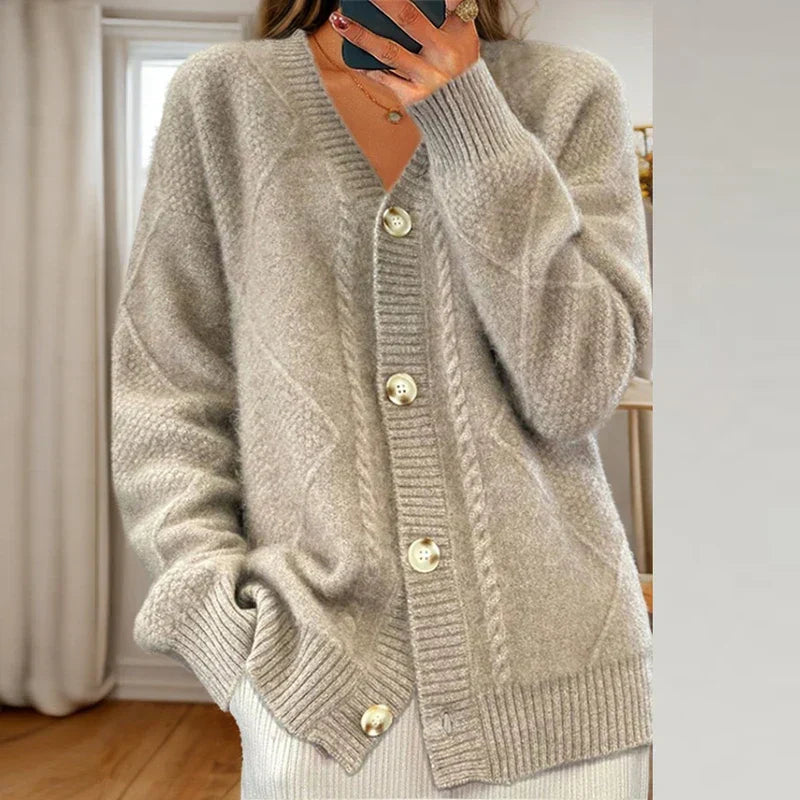 Olivia | Stylish Cable Knit Button Front Cardigan Jumper