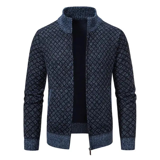 Otis | Stylish Diamond Knit Zip Up Mens Cardigan