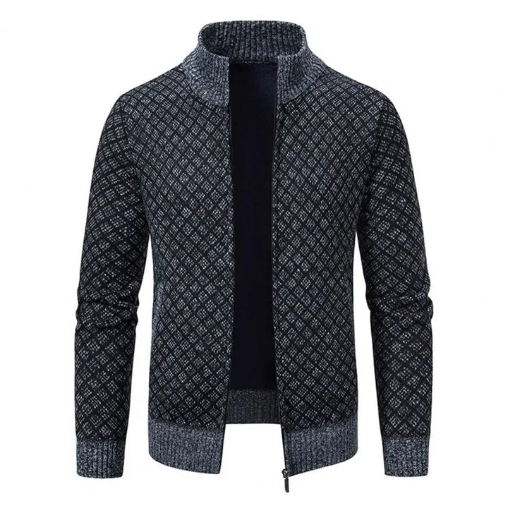 Otis | Stylish Diamond Knit Zip Up Mens Cardigan