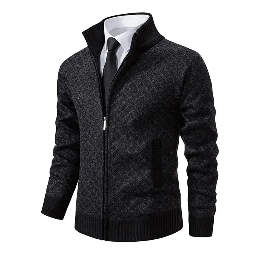 Otis | Stylish Diamond Knit Zip Up Mens Cardigan