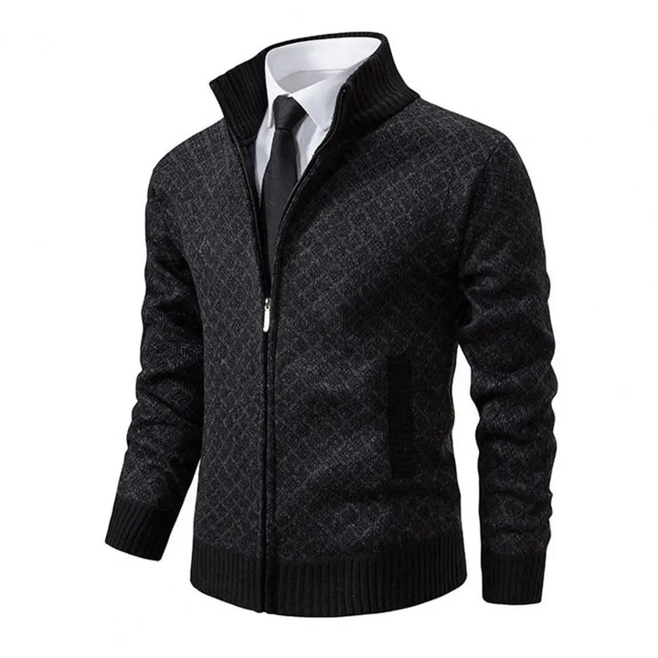 Otis | Stylish Diamond Knit Zip Up Mens Cardigan