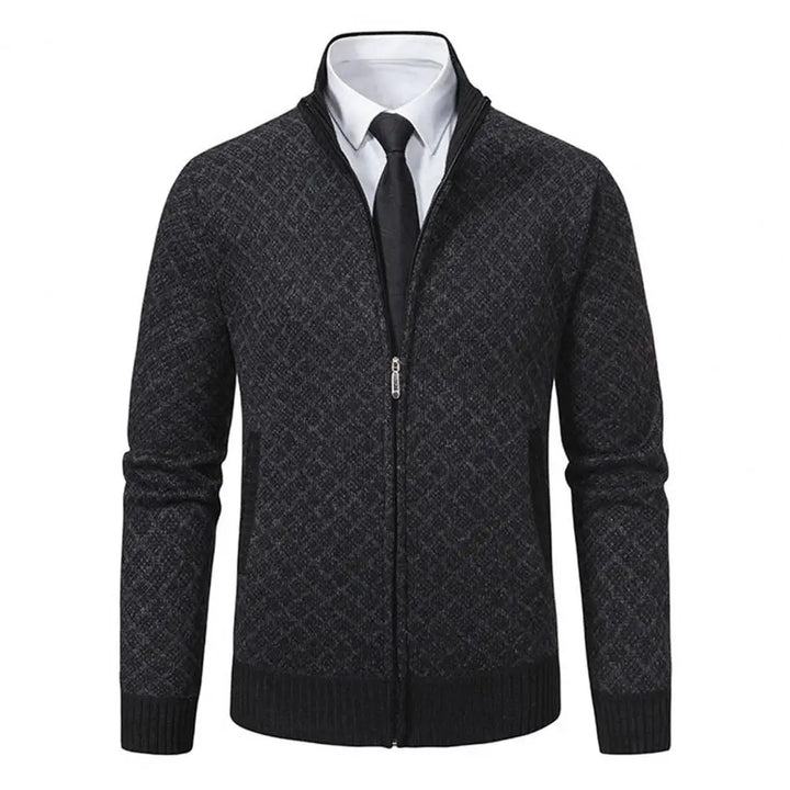 Otis | Stylish Diamond Knit Zip Up Mens Cardigan